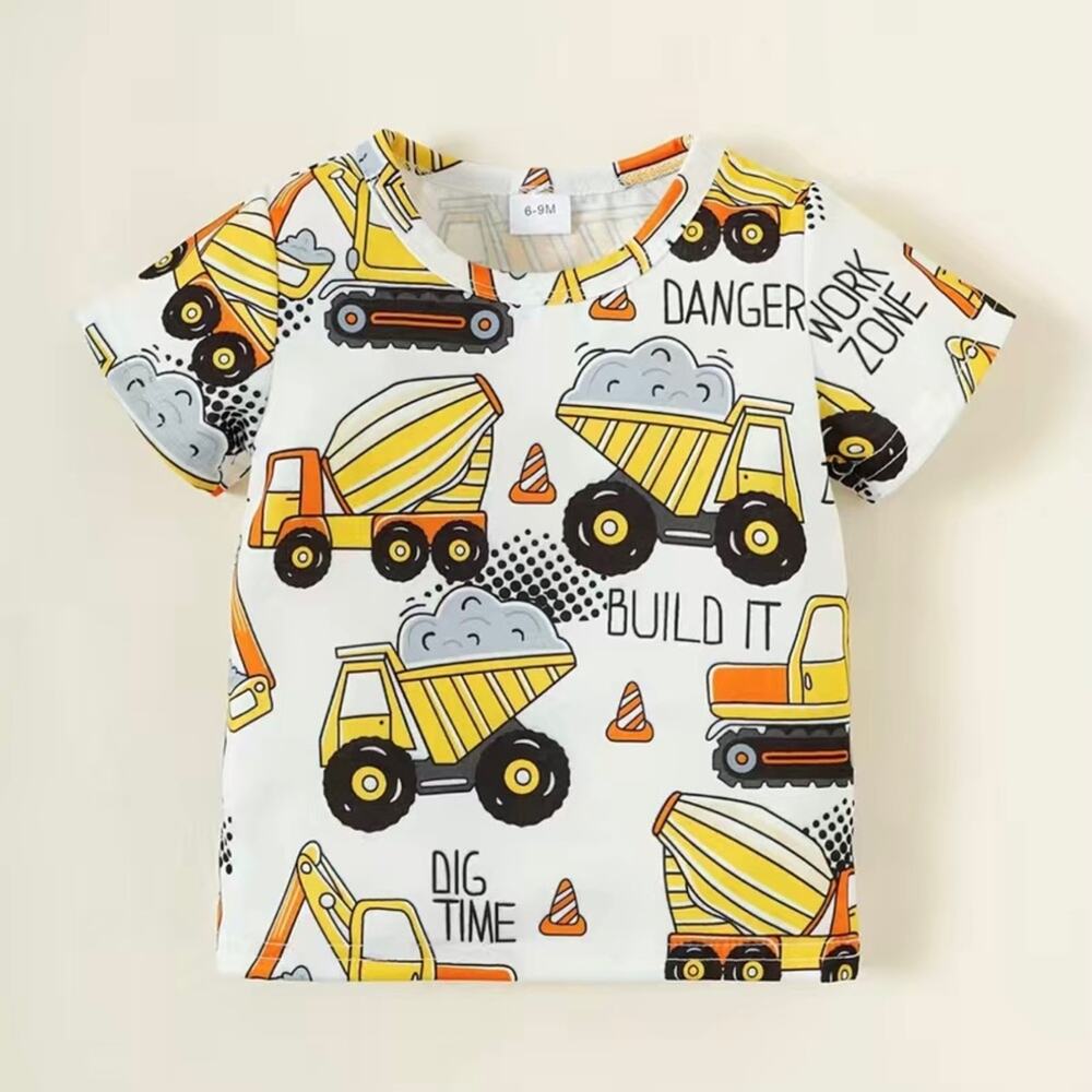 New baby t-shirt construction vehicles 6-9 months